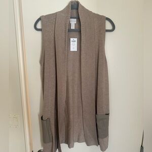Chico's Taupe Sleeveless Knit Cardigan